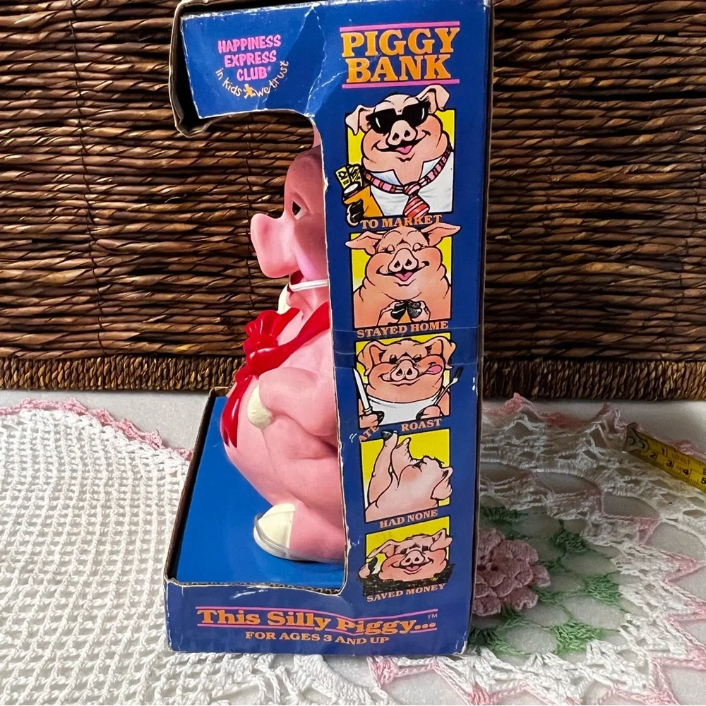 Vintage 1992 Happiness Express “This Silly Piggy” Pink Piggy Bank With Box